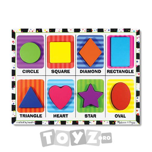 Melissa & Doug Puzzle lemn in relief Forme geometrice (8 piese)